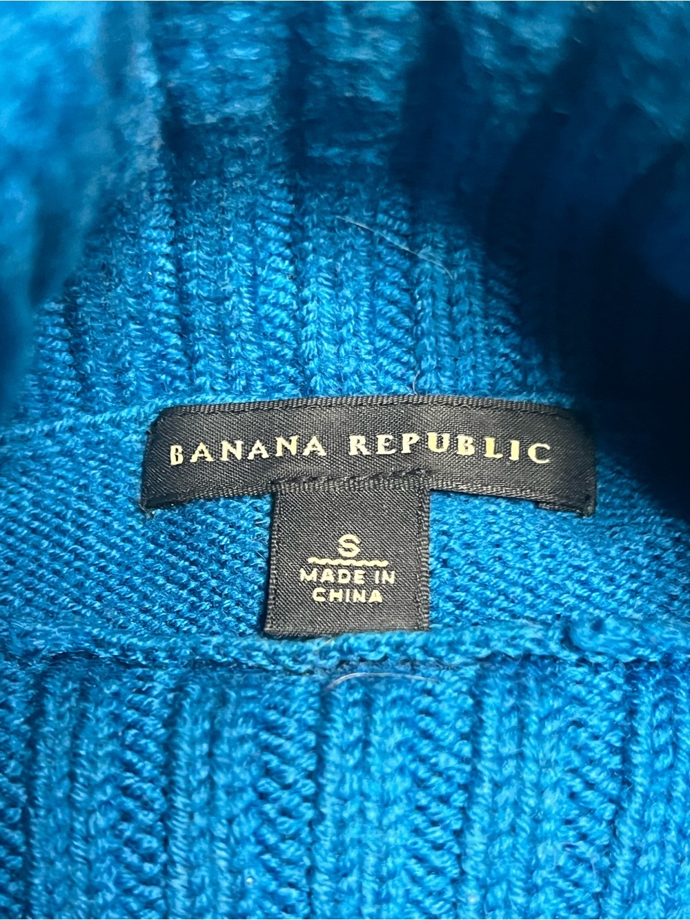 Banana Republic Merino Wool Turtleneck Sweater Blue Button Cuff Y2K 2007 S - Picture 4 of 16